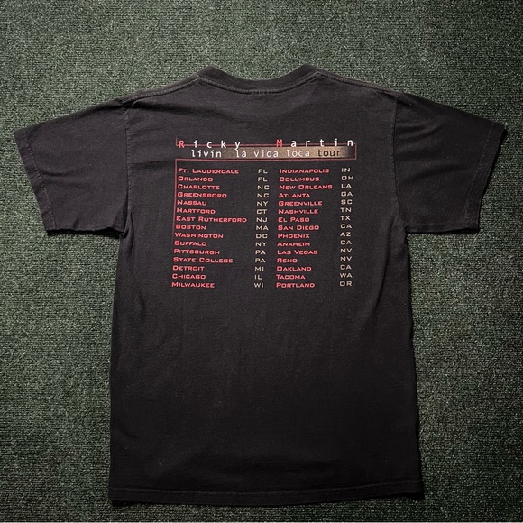 Vintage 90s Ricky Martin Hispanic Latin Band Rock Black T Shirt Size M 19.5X28 - Picture 6 of 8